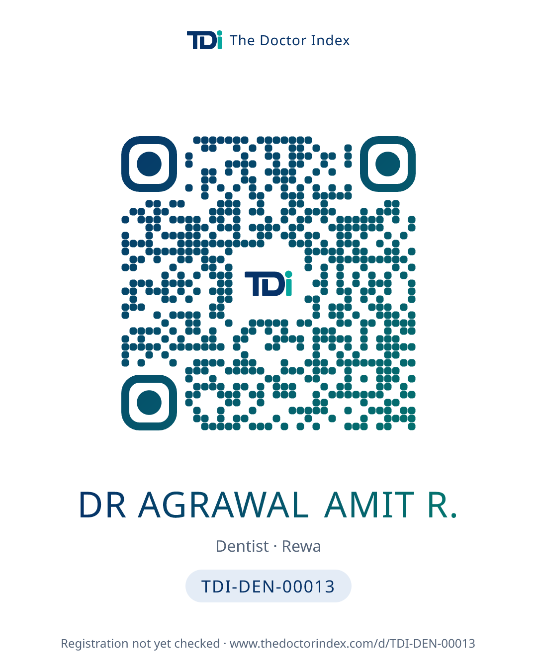 QR card for Dr Agrawal Amit R., TDI-DEN-00013