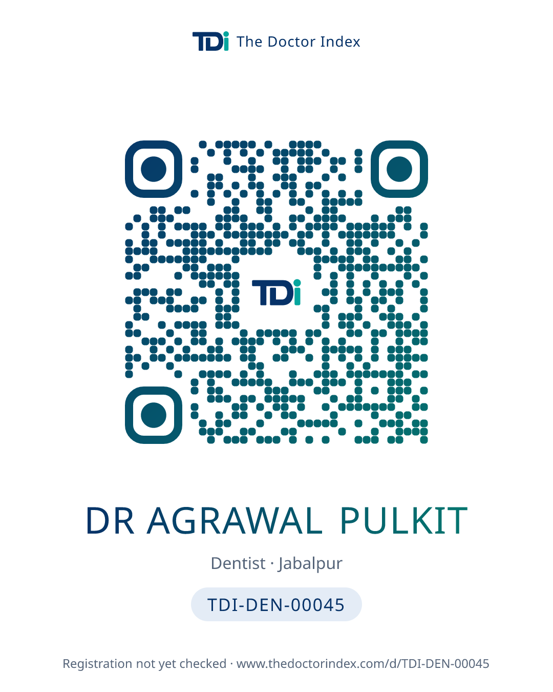 QR card for Dr Agrawal Pulkit, TDI-DEN-00045
