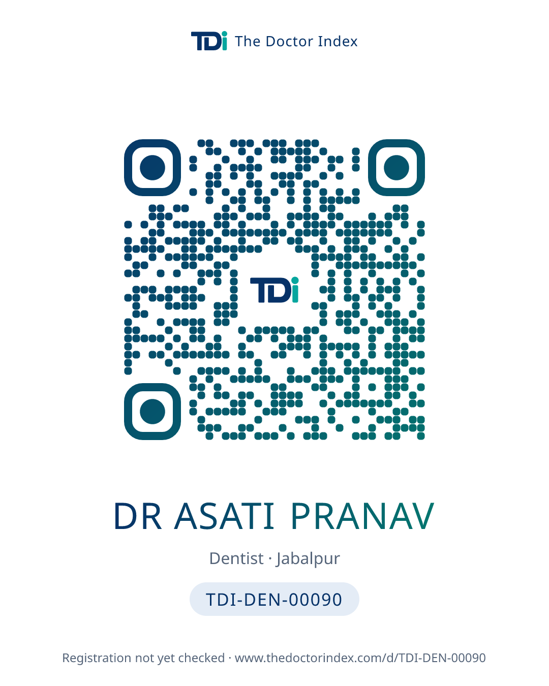 QR card for Dr Asati Pranav, TDI-DEN-00090