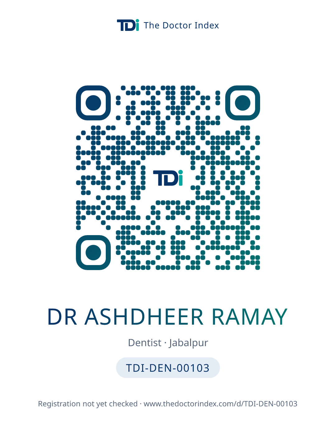 QR card for Dr Ashdheer Ramay, TDI-DEN-00103
