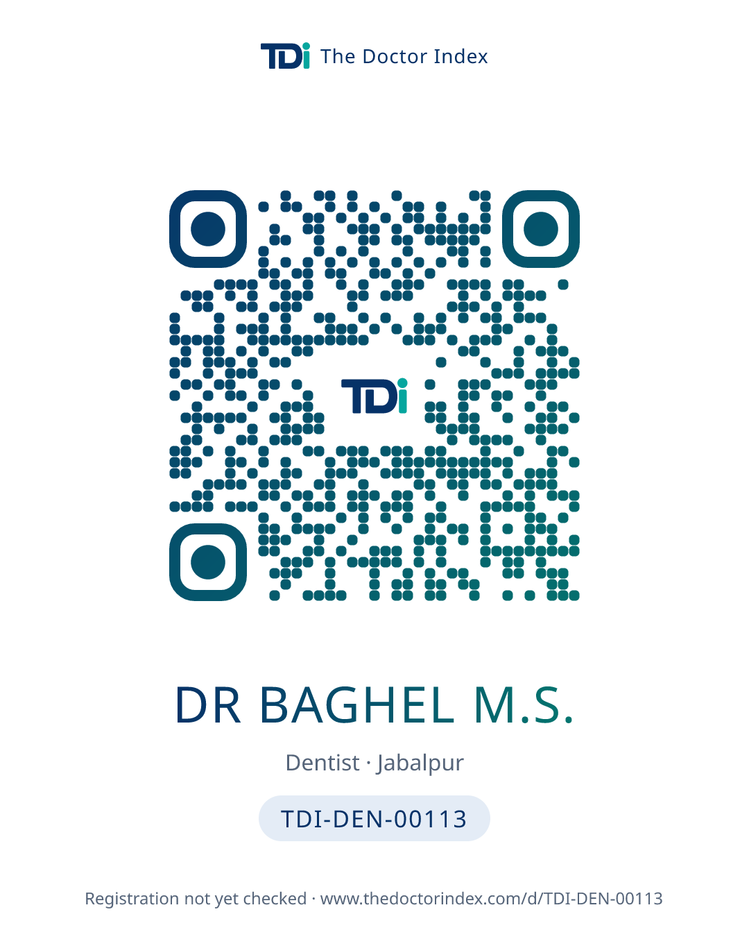 QR card for Dr Baghel M.S., TDI-DEN-00113