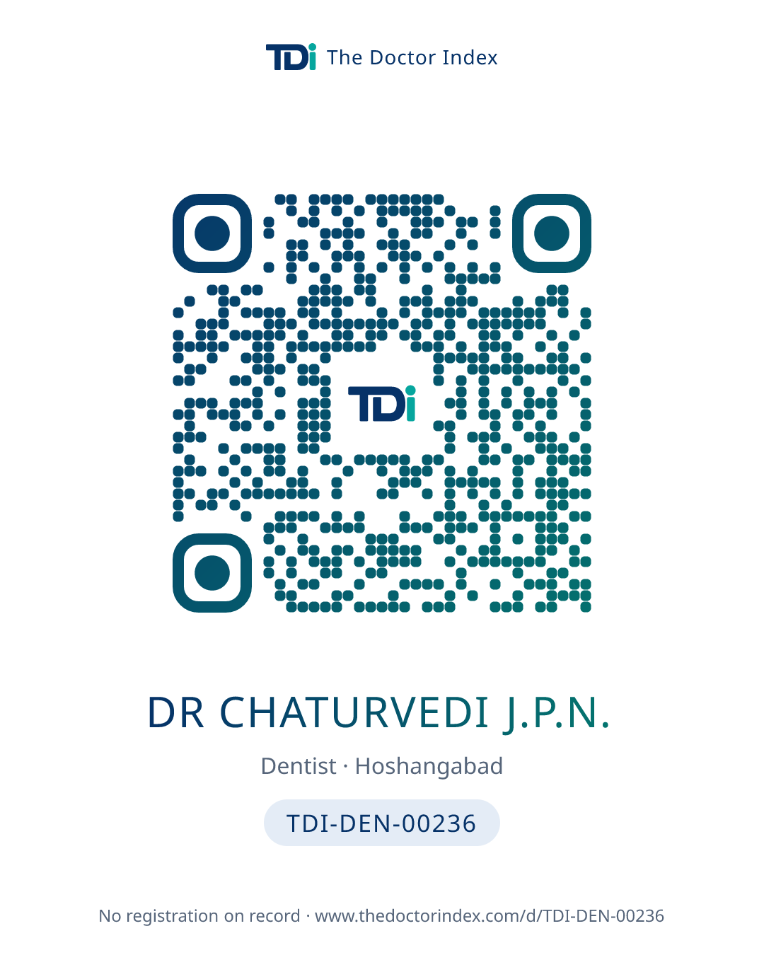 QR card for Dr Chaturvedi J.P.N., TDI-DEN-00236