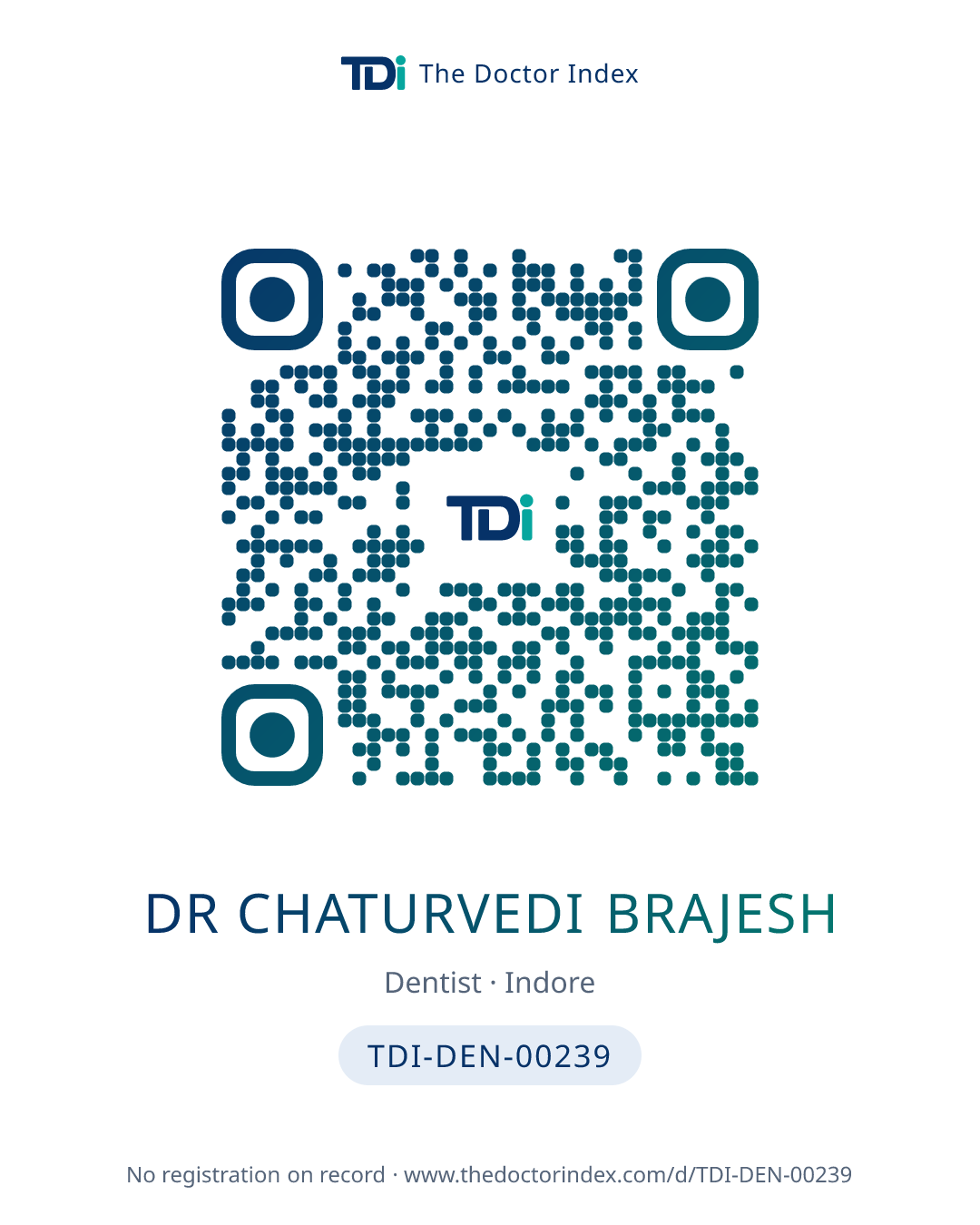 QR card for Dr Chaturvedi Brajesh, TDI-DEN-00239