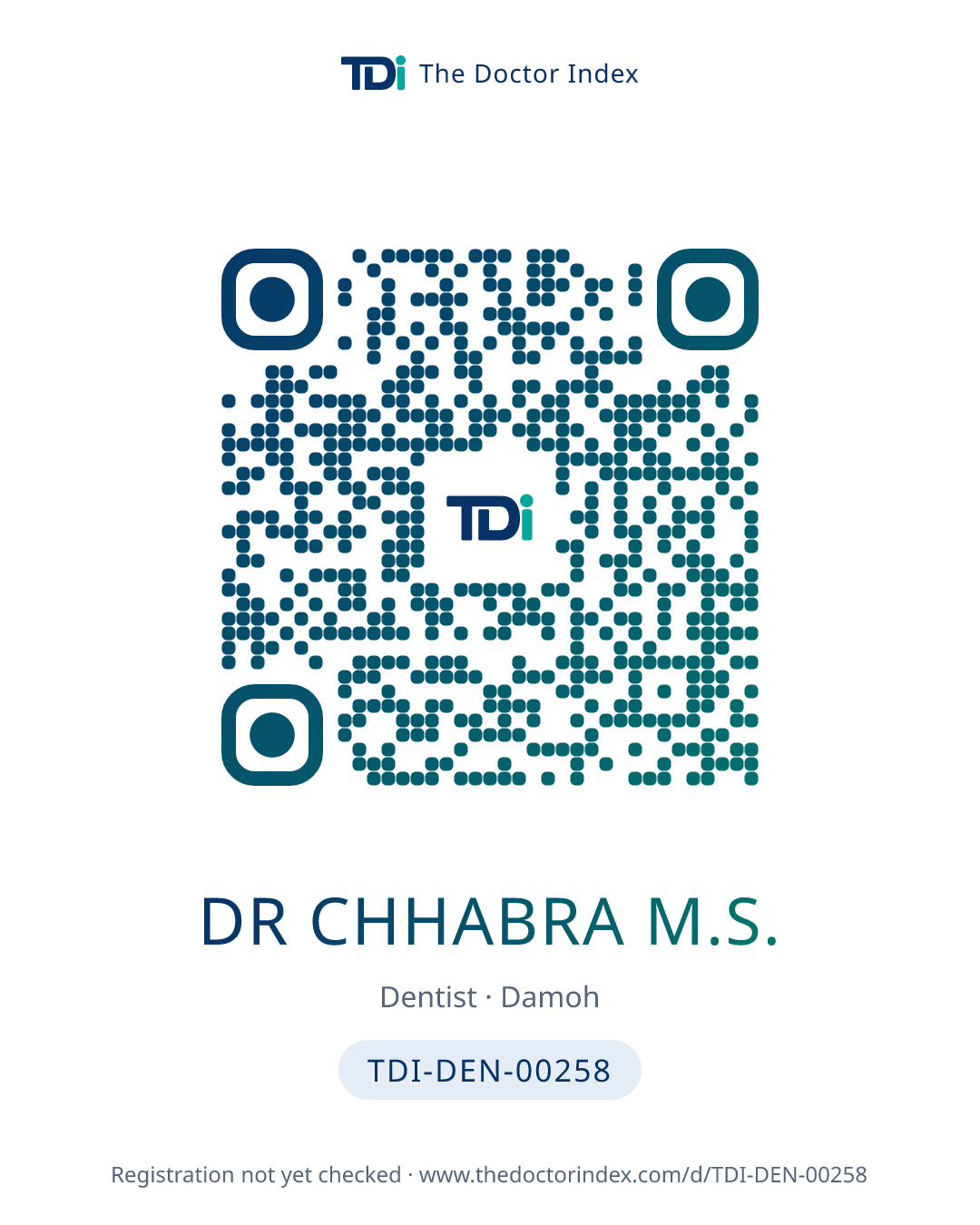 QR card for Dr Chhabra M.S., TDI-DEN-00258