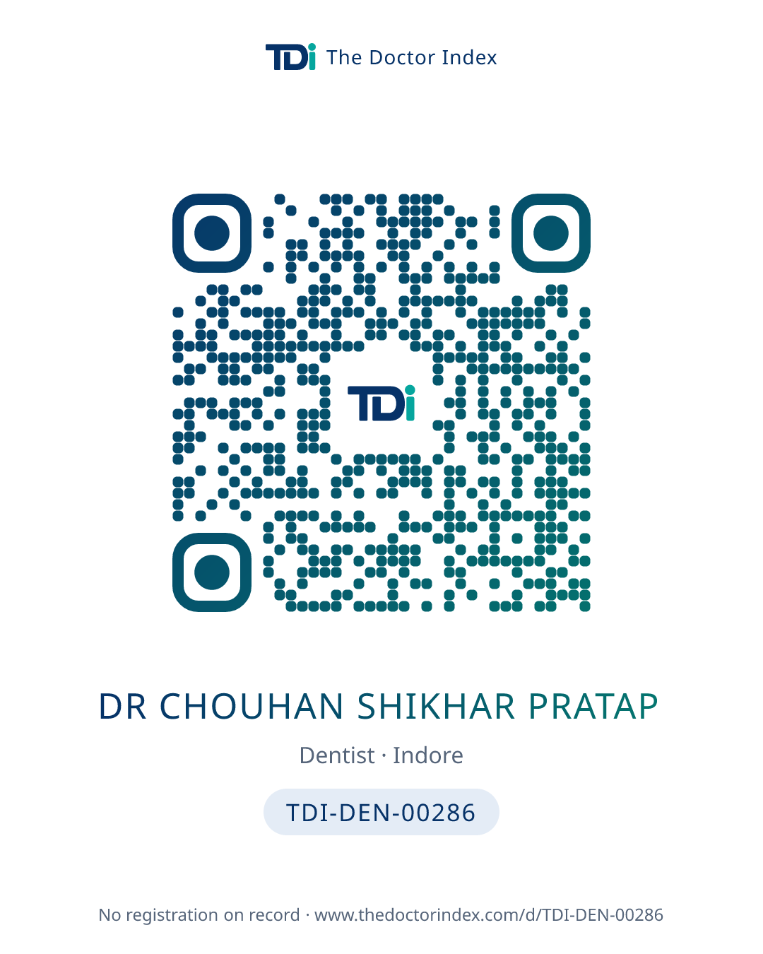 QR card for Dr Chouhan Shikhar Pratap, TDI-DEN-00286