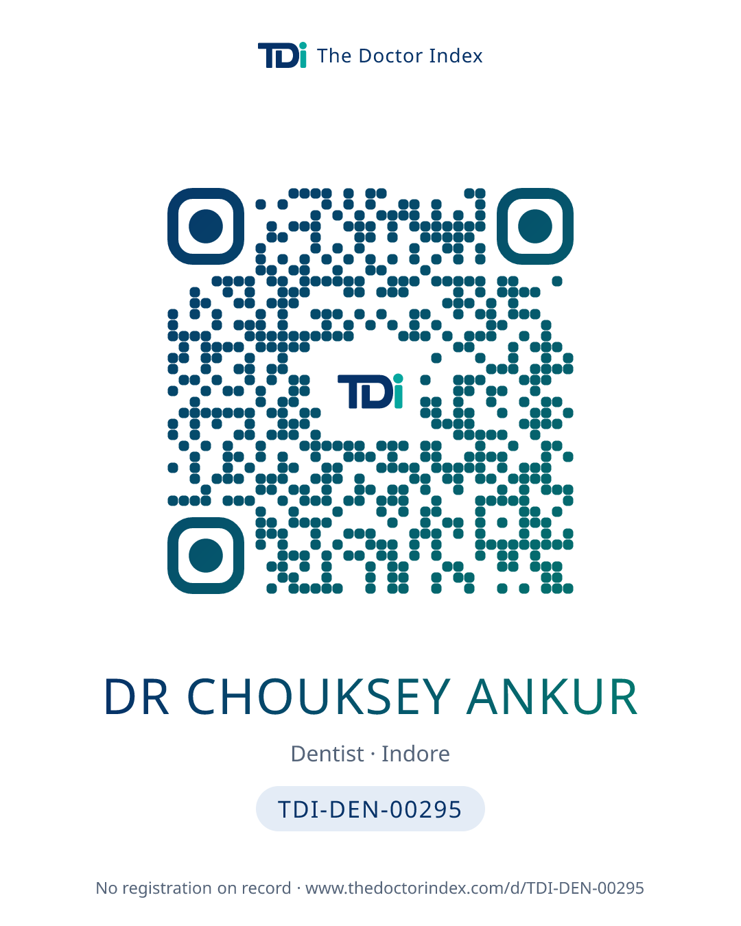 QR card for Dr Chouksey Ankur, TDI-DEN-00295