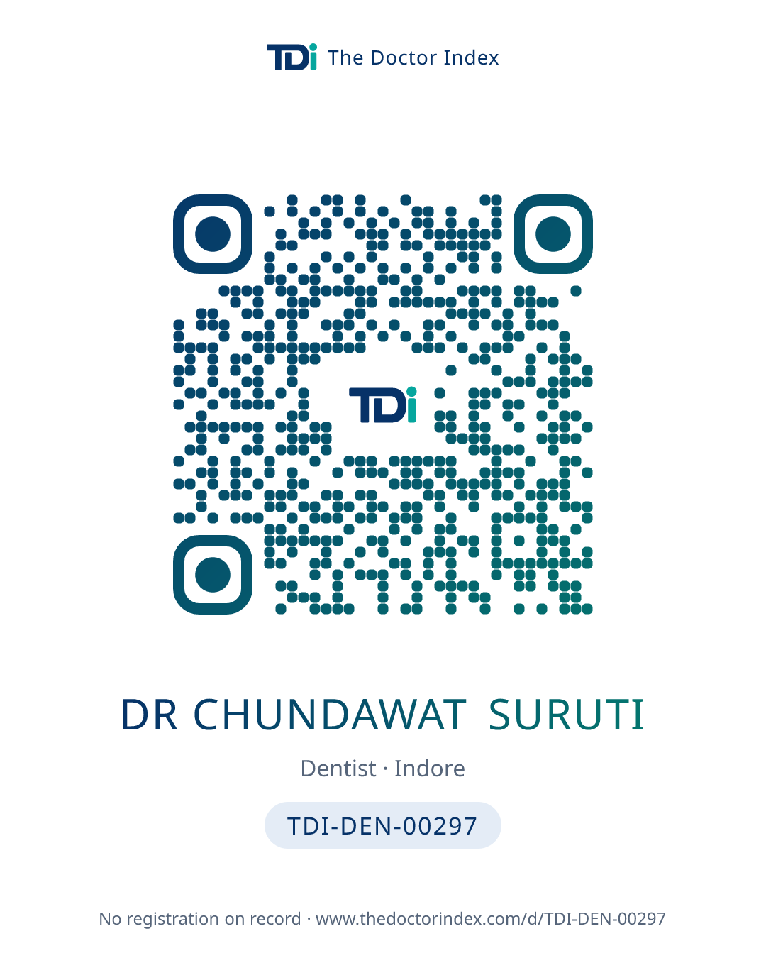 QR card for Dr Chundawat Suruti, TDI-DEN-00297