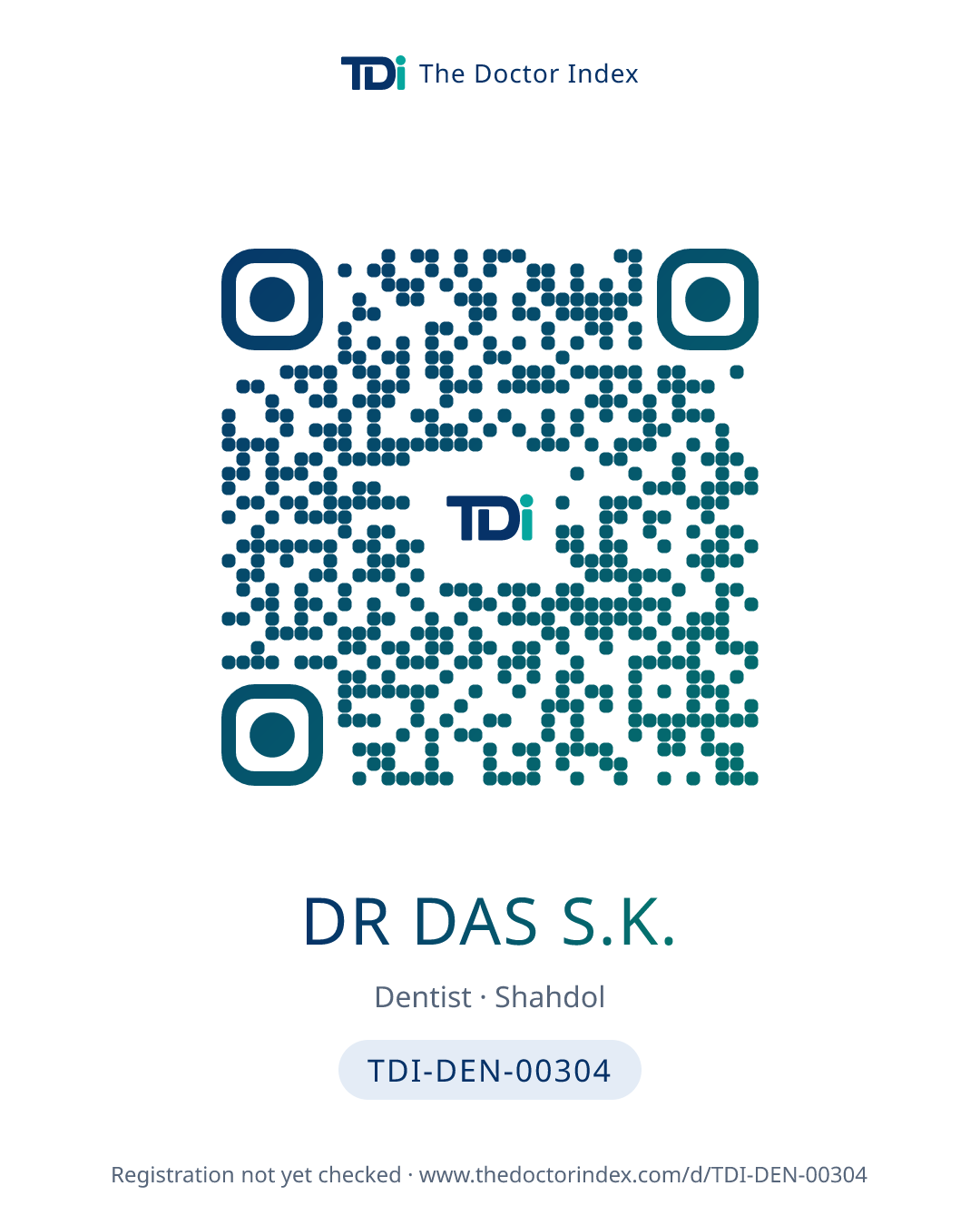 QR card for Dr Das S.K., TDI-DEN-00304