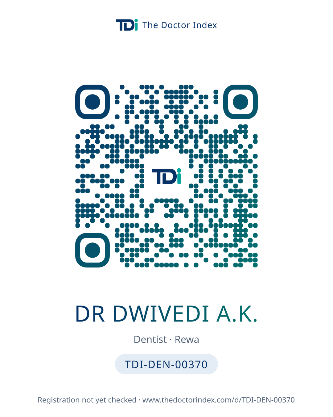 QR card for Dr Dwivedi A.K., TDI-DEN-00370