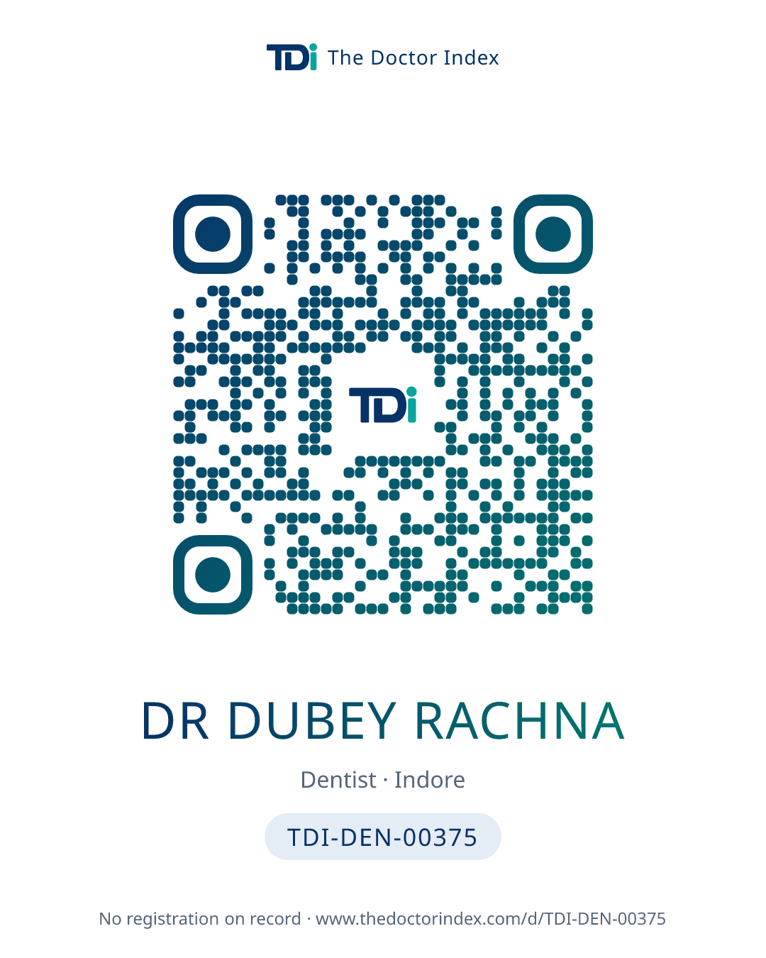 QR card for Dr Dubey Rachna, TDI-DEN-00375