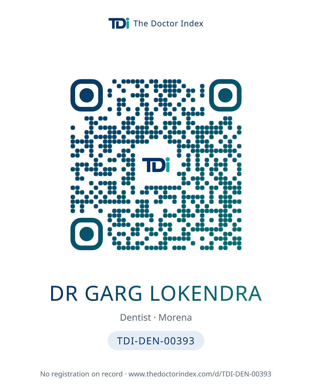 QR card for Dr Garg Lokendra, TDI-DEN-00393