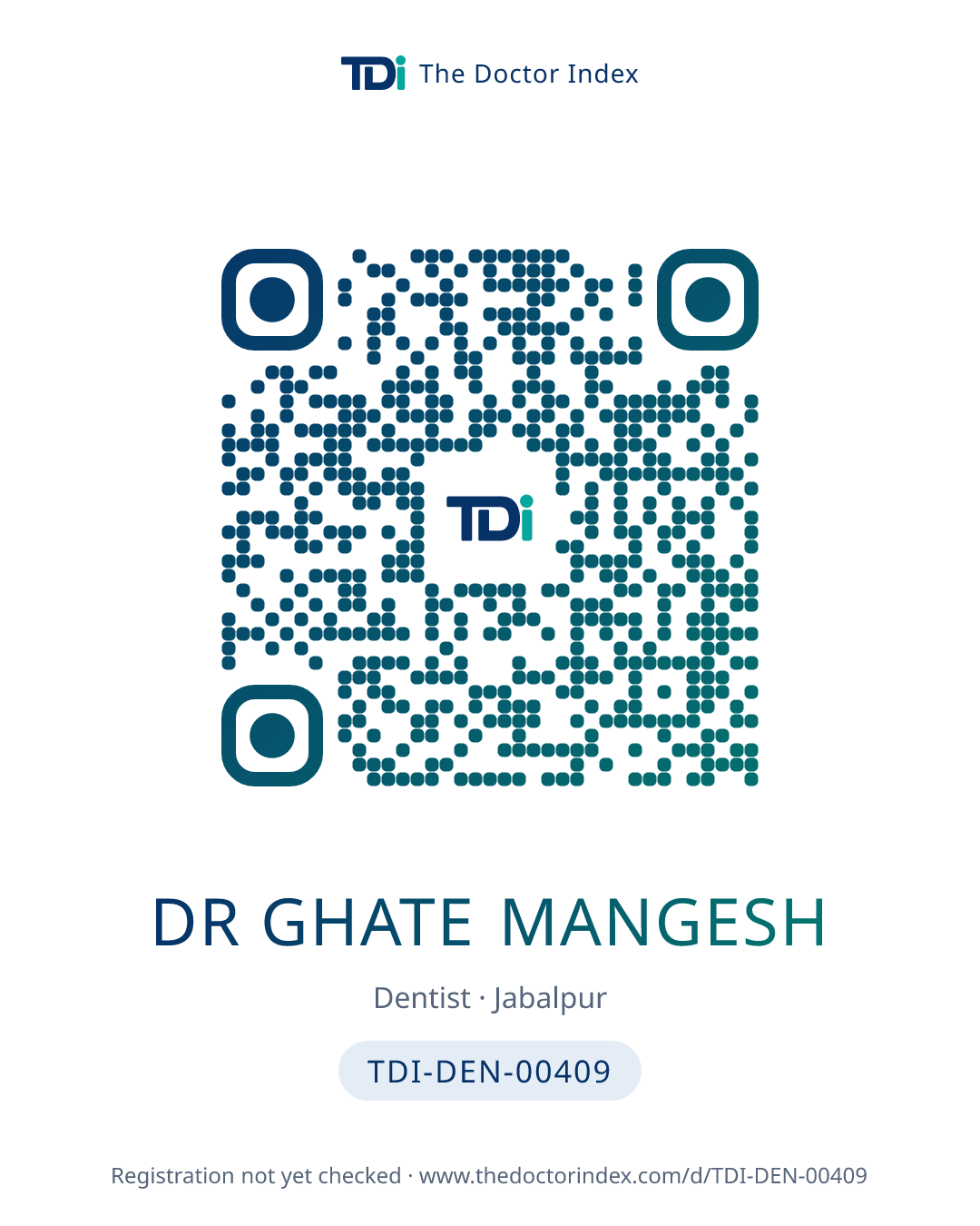 QR card for Dr Ghate Mangesh, TDI-DEN-00409
