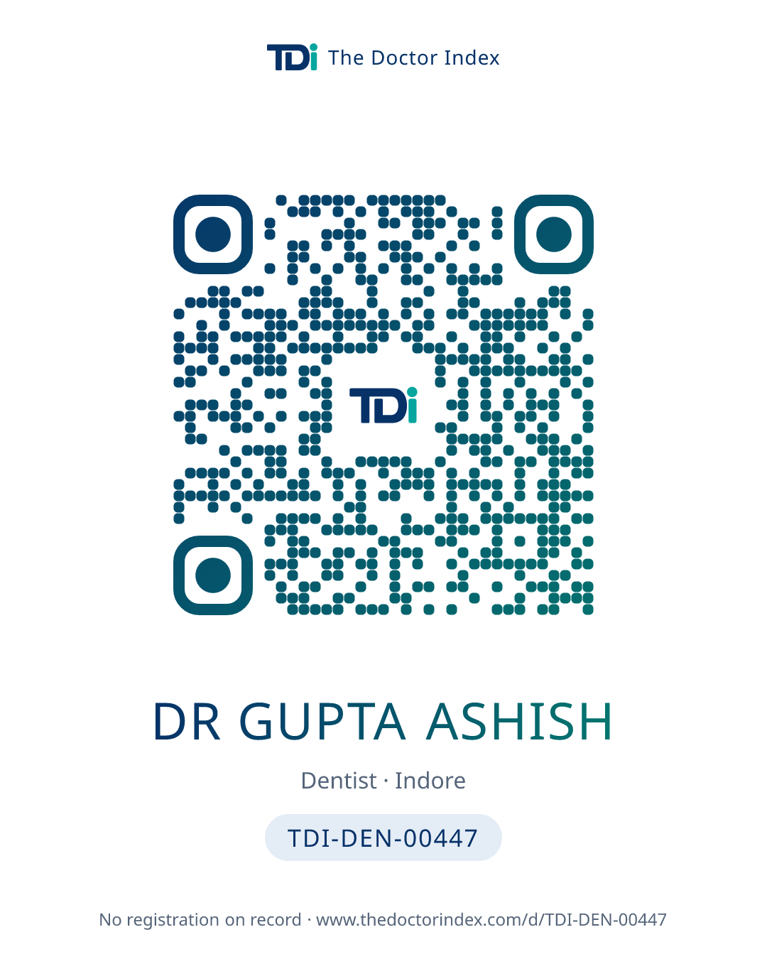 QR card for Dr Gupta Ashish, TDI-DEN-00447