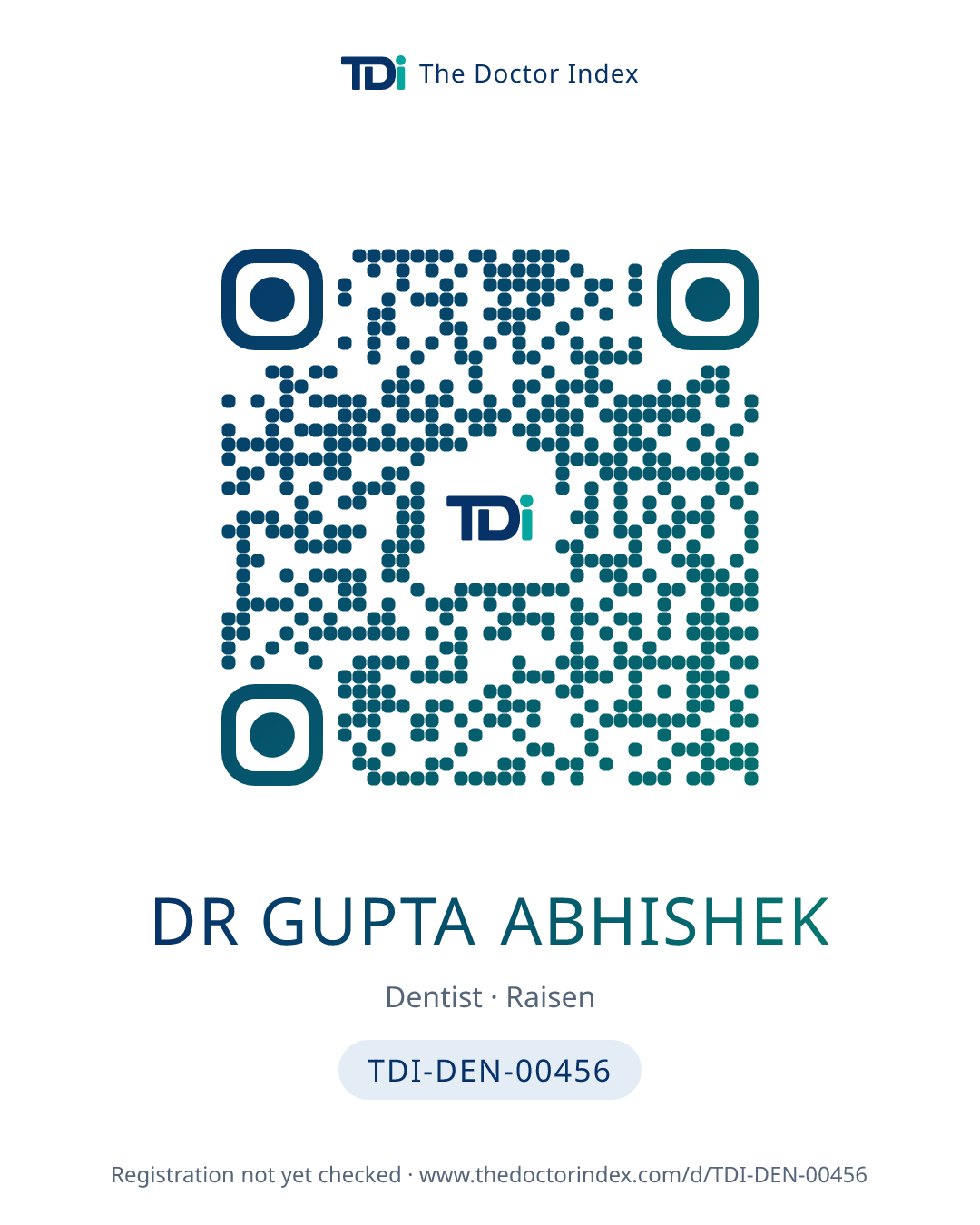 QR card for Dr Gupta Abhishek, TDI-DEN-00456