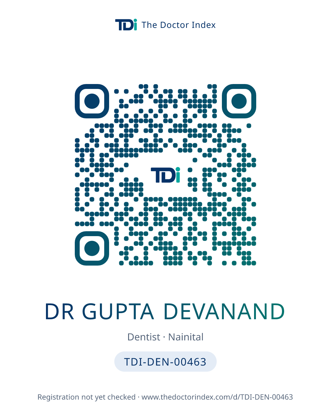 QR card for Dr Gupta Devanand, TDI-DEN-00463