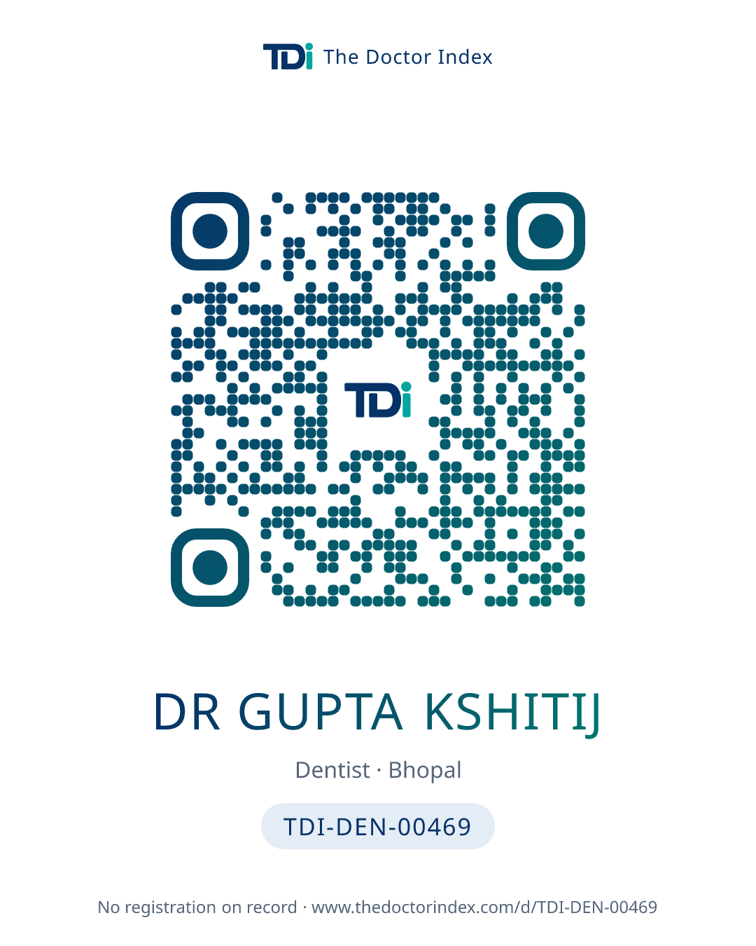 QR card for Dr Gupta Kshitij, TDI-DEN-00469