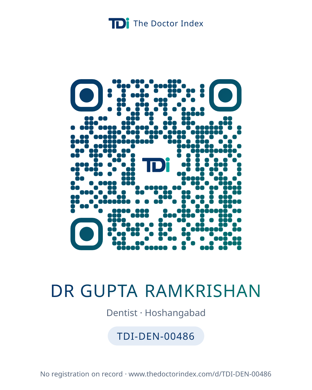 QR card for Dr Gupta Ramkrishan, TDI-DEN-00486