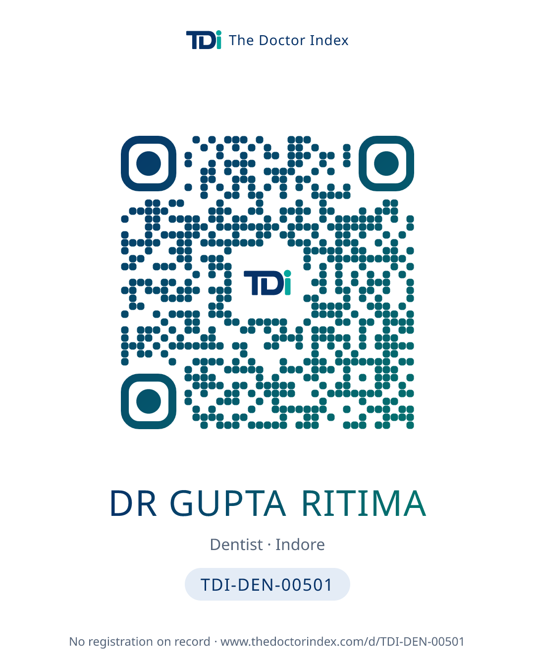 QR card for Dr Gupta Ritima, TDI-DEN-00501