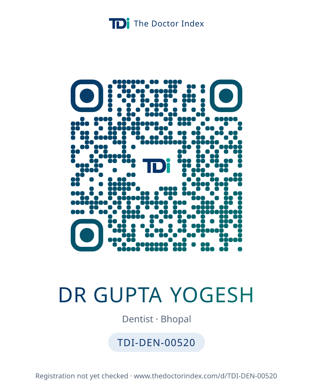 QR card for Dr Gupta Yogesh, TDI-DEN-00520