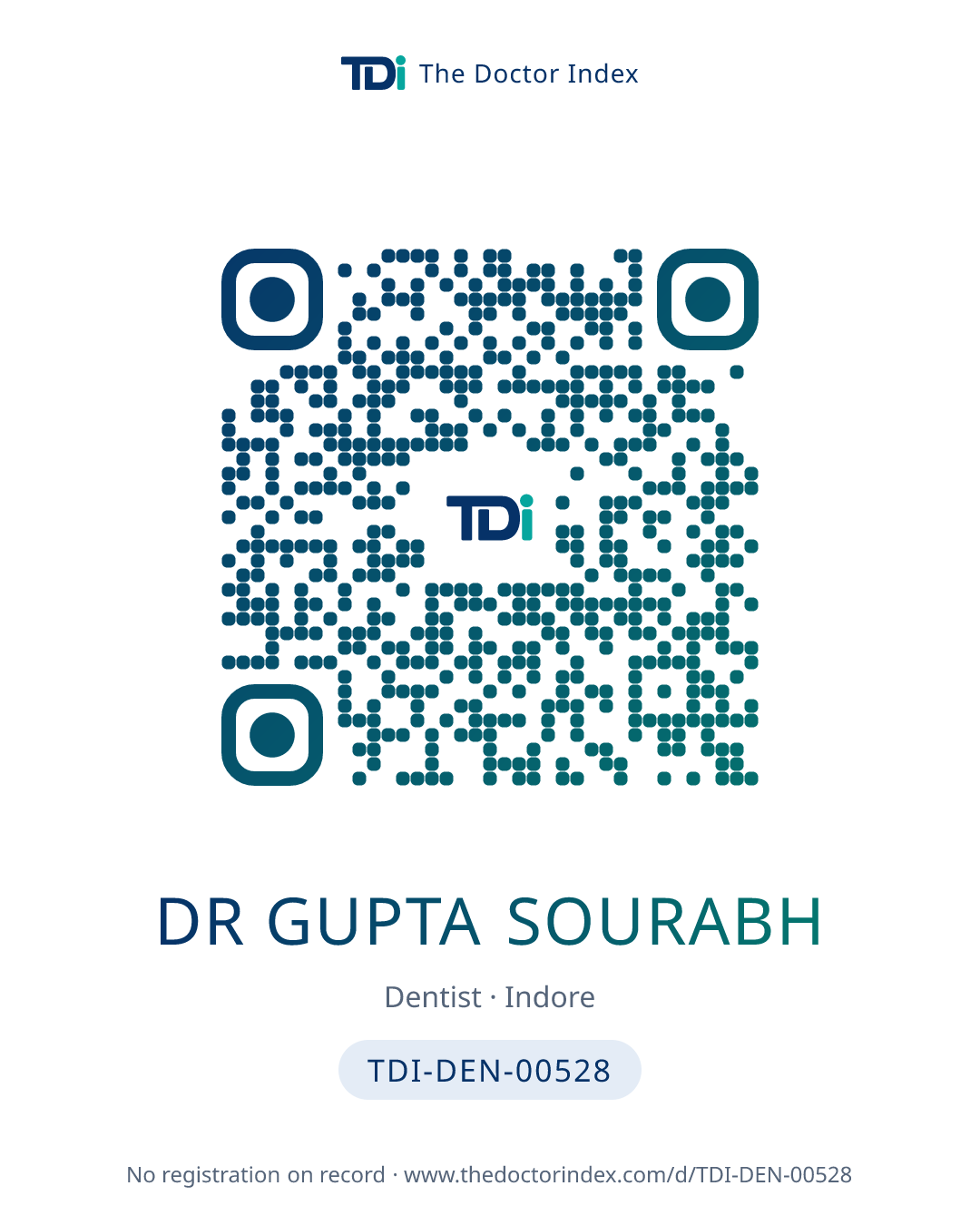 QR card for Dr Gupta Sourabh, TDI-DEN-00528