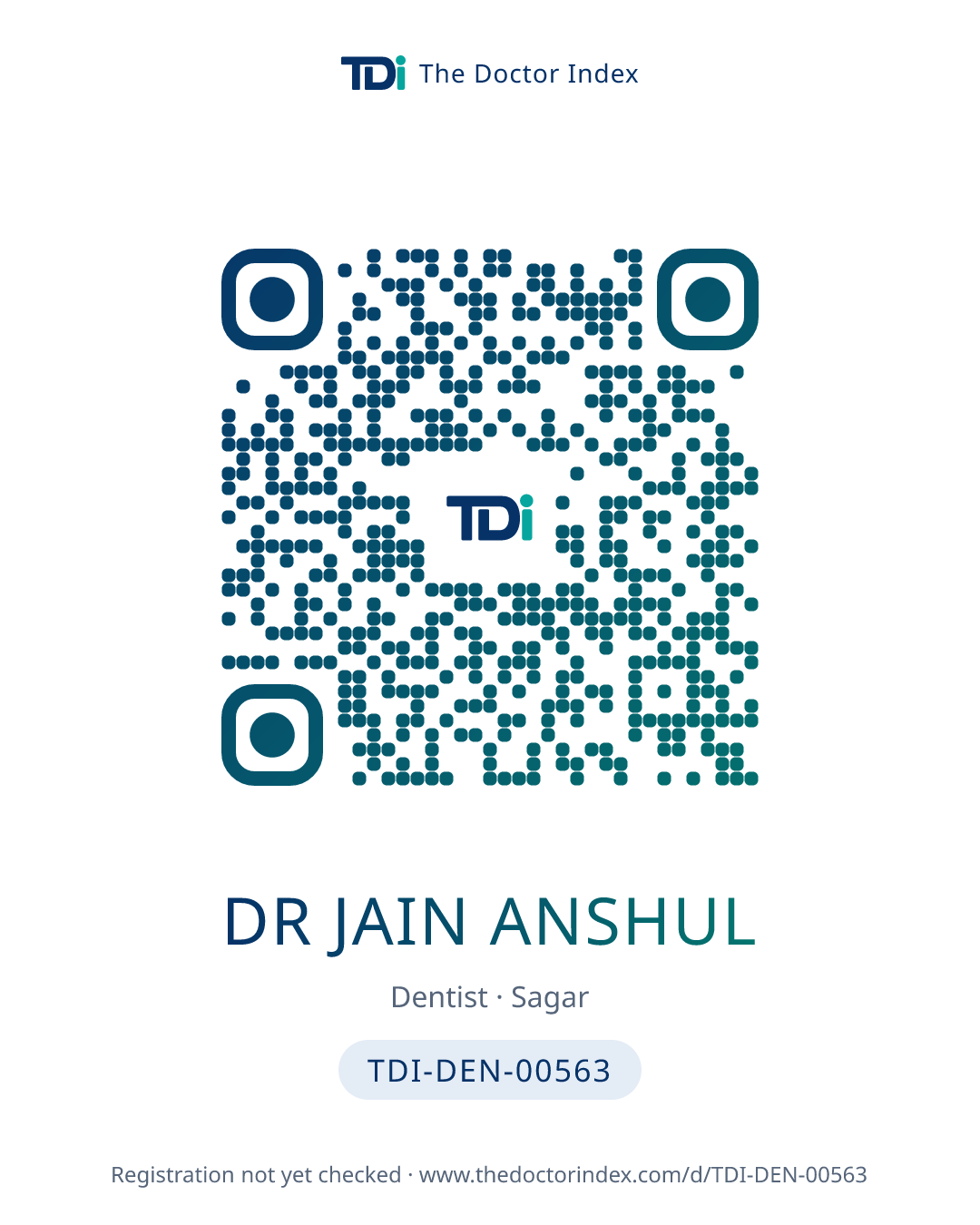 QR card for Dr Jain Anshul, TDI-DEN-00563