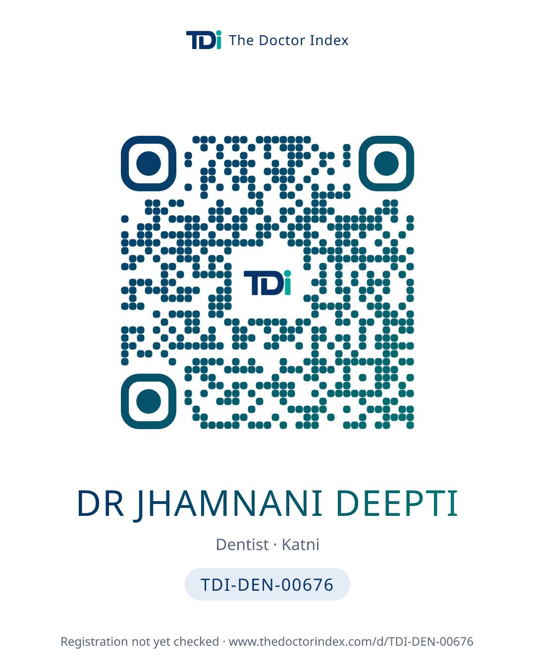 QR card for Dr Jhamnani Deepti, TDI-DEN-00676