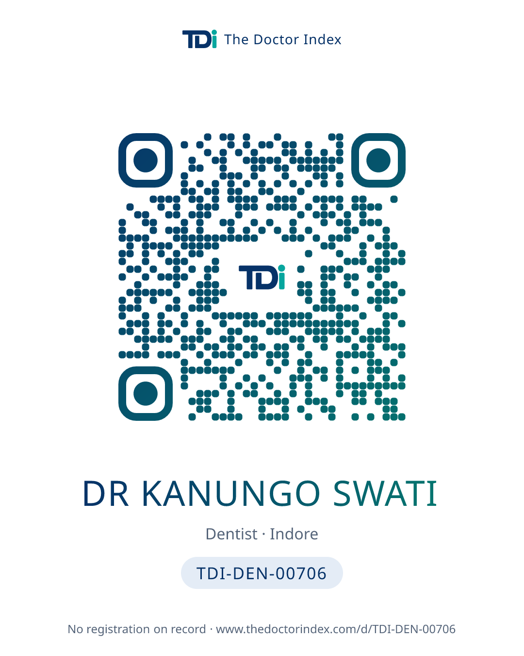 QR card for Dr Kanungo Swati, TDI-DEN-00706