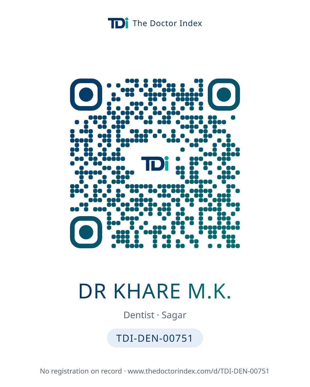 QR card for Dr Khare M.K., TDI-DEN-00751
