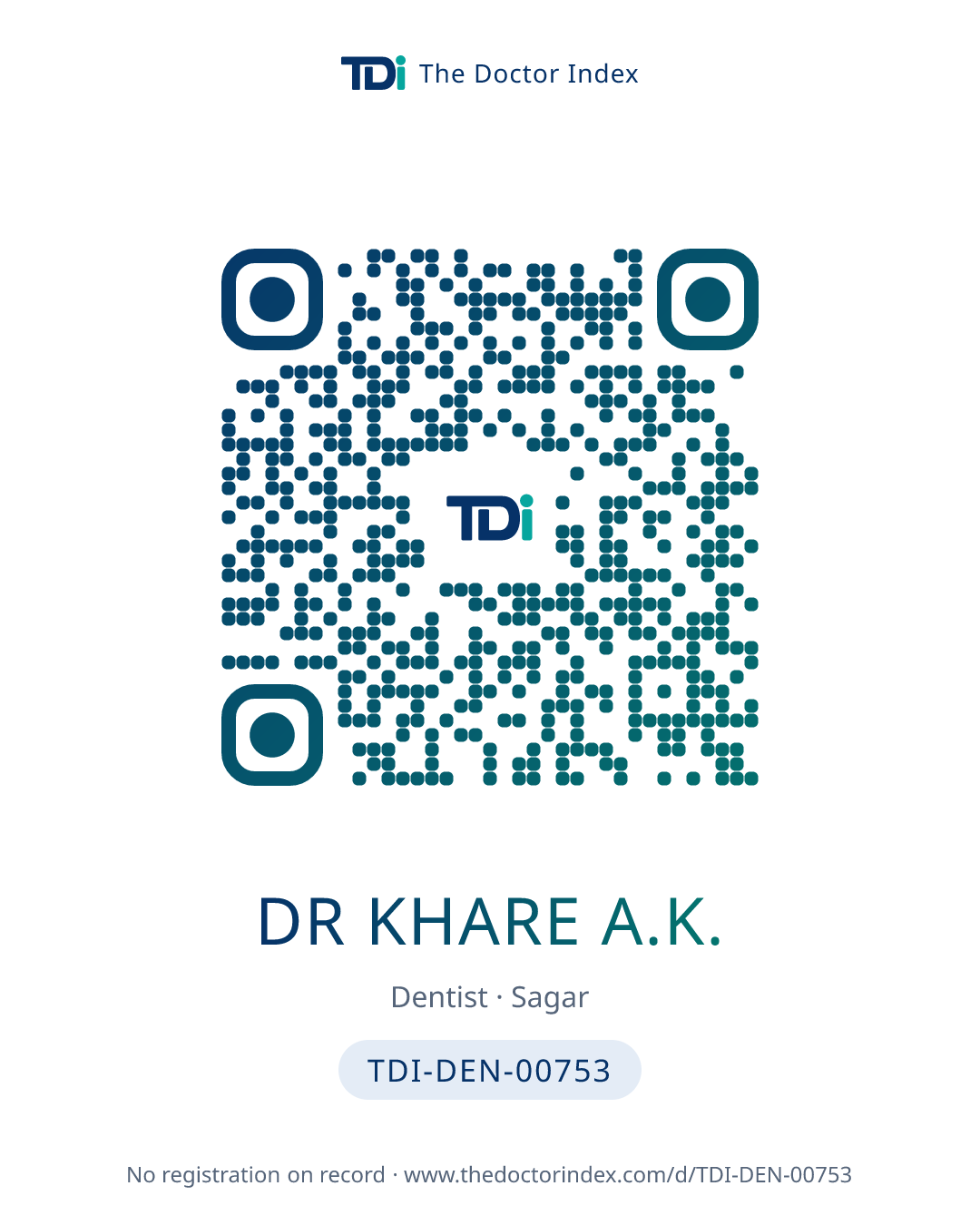 QR card for Dr Khare A.K., TDI-DEN-00753