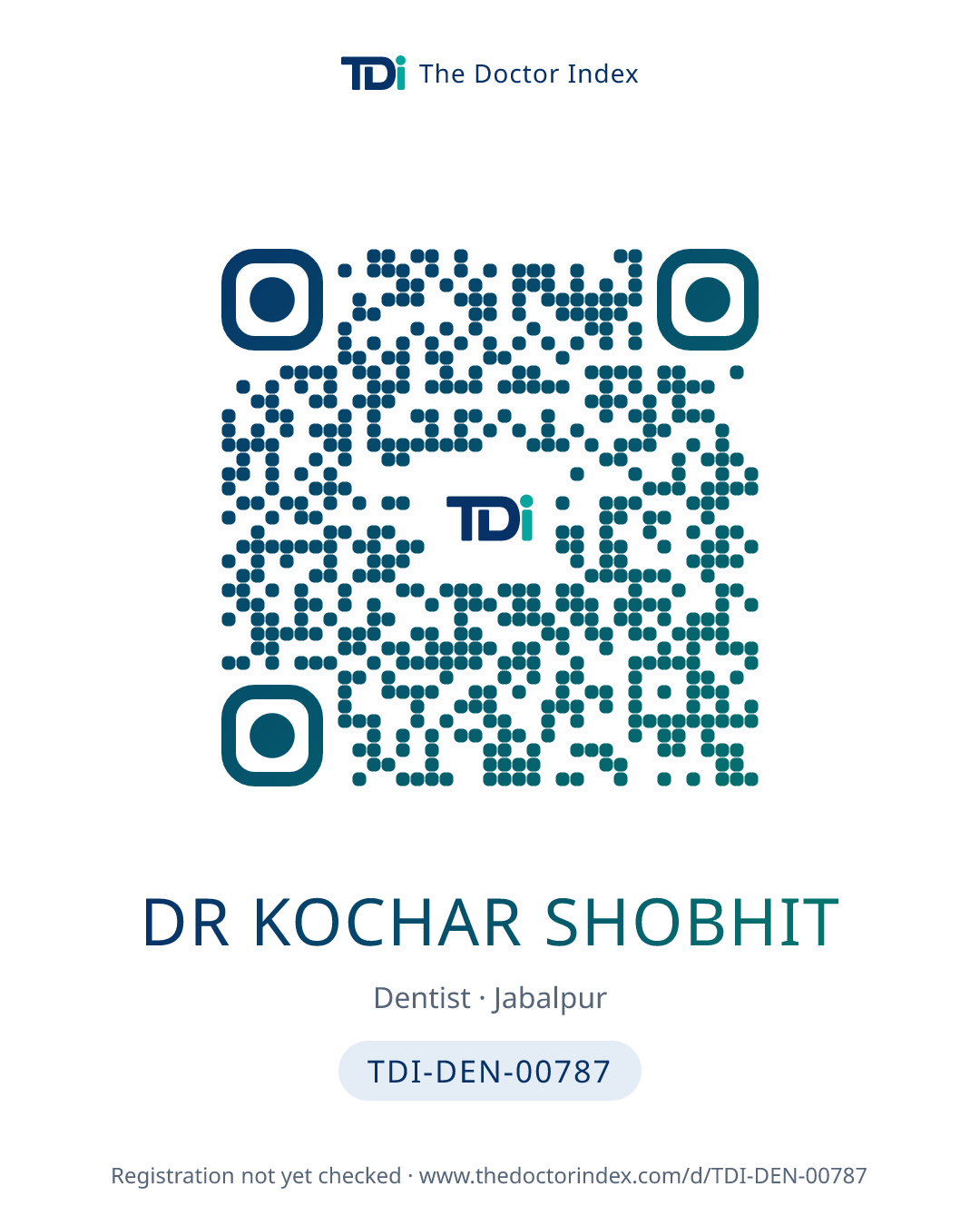 QR card for Dr Kochar Shobhit, TDI-DEN-00787
