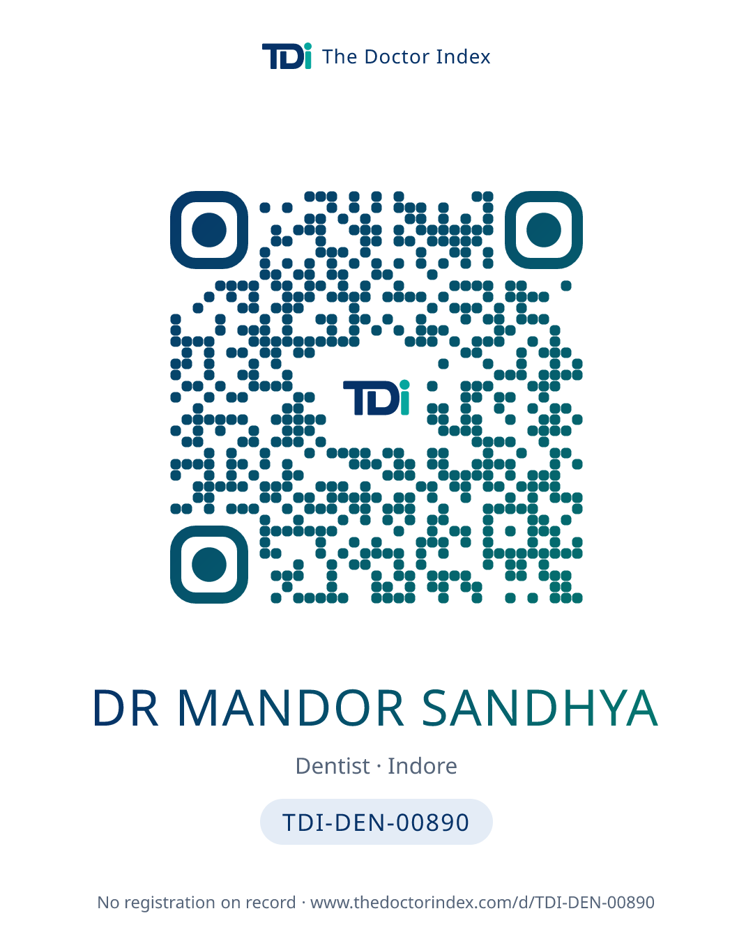 QR card for Dr Mandor Sandhya, TDI-DEN-00890