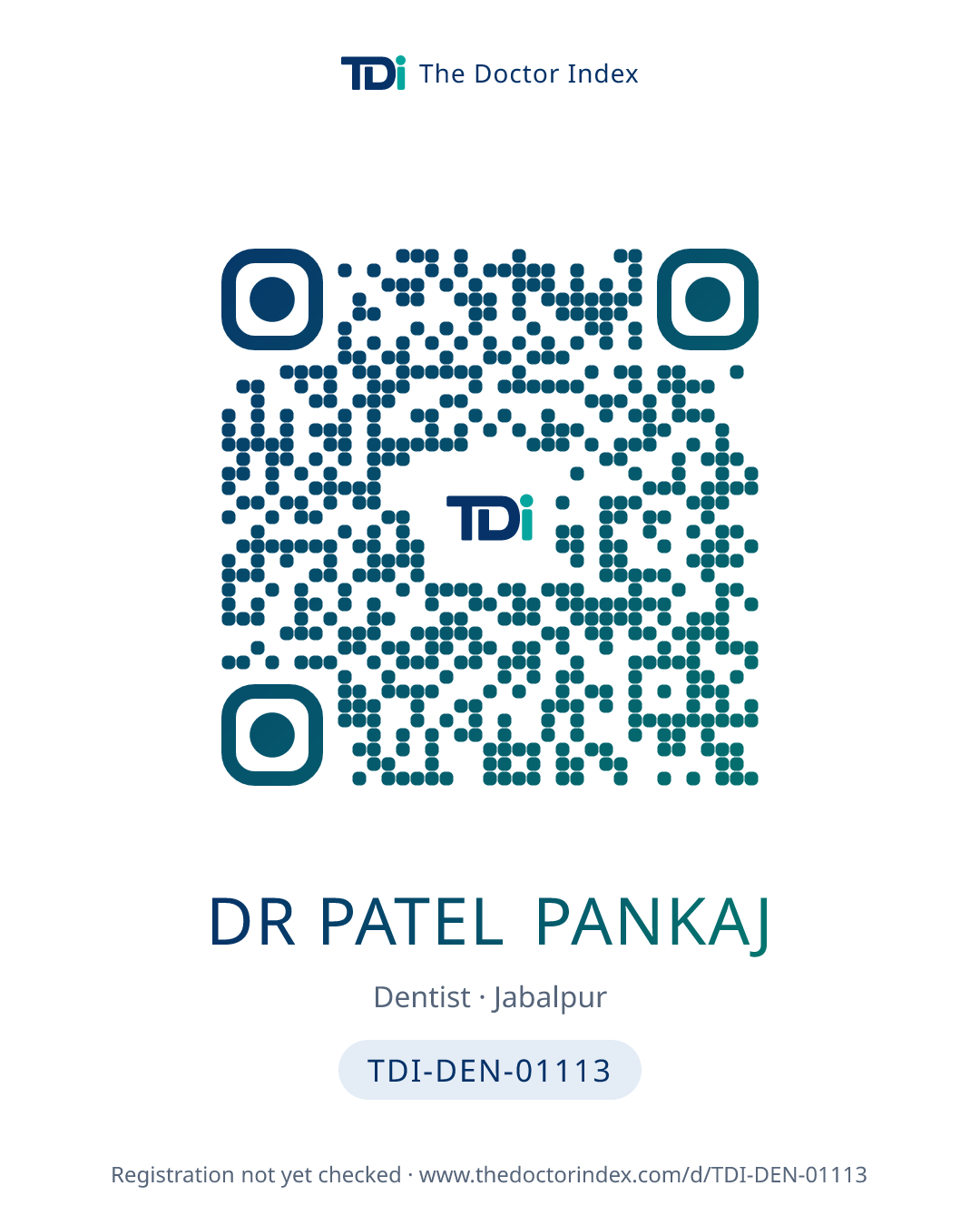 QR card for Dr Patel Pankaj, TDI-DEN-01113
