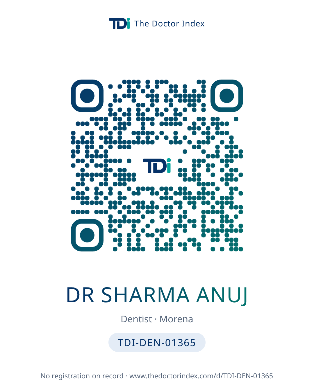 QR card for Dr Sharma Anuj, TDI-DEN-01365