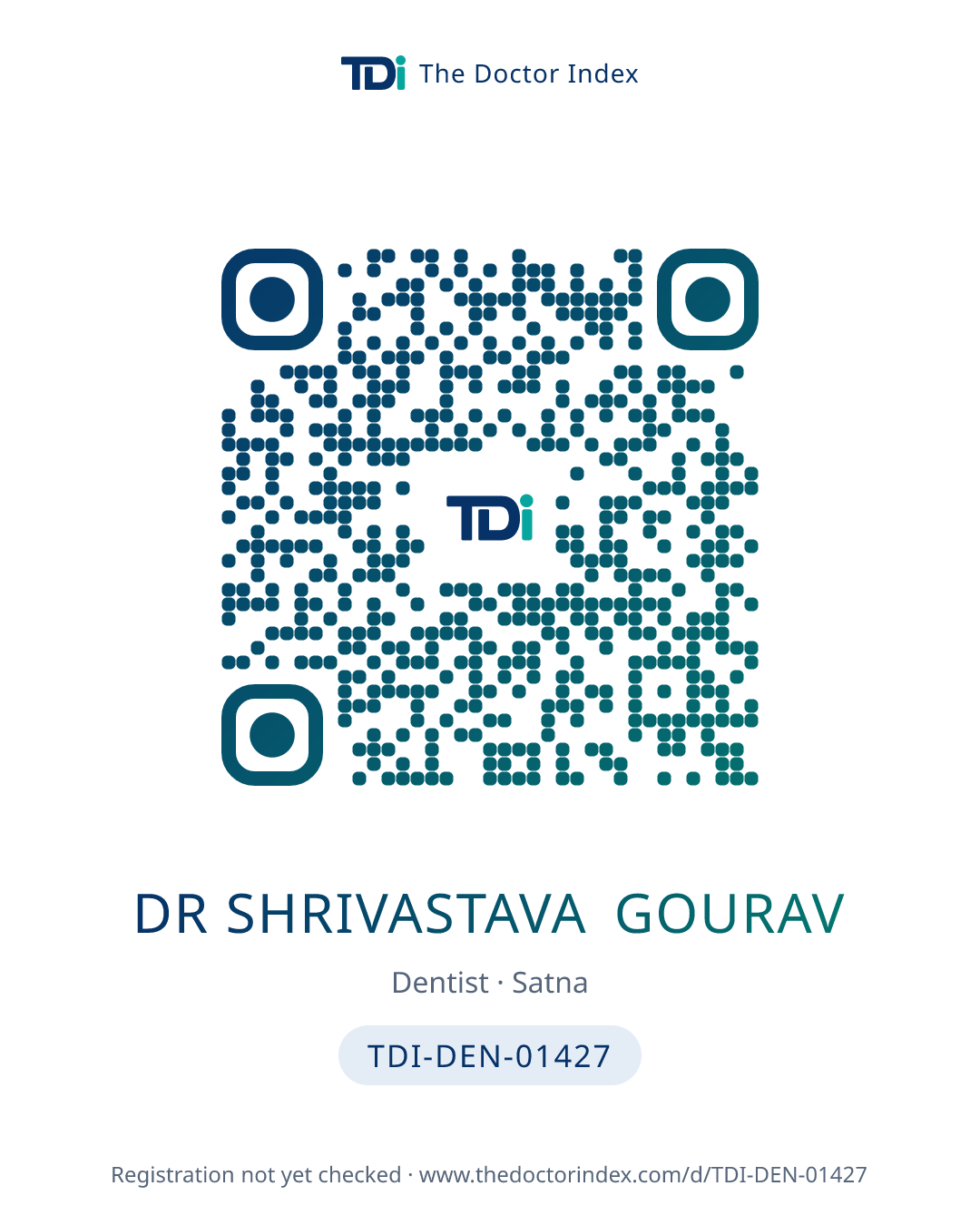 QR card for Dr Shrivastava Gourav, TDI-DEN-01427