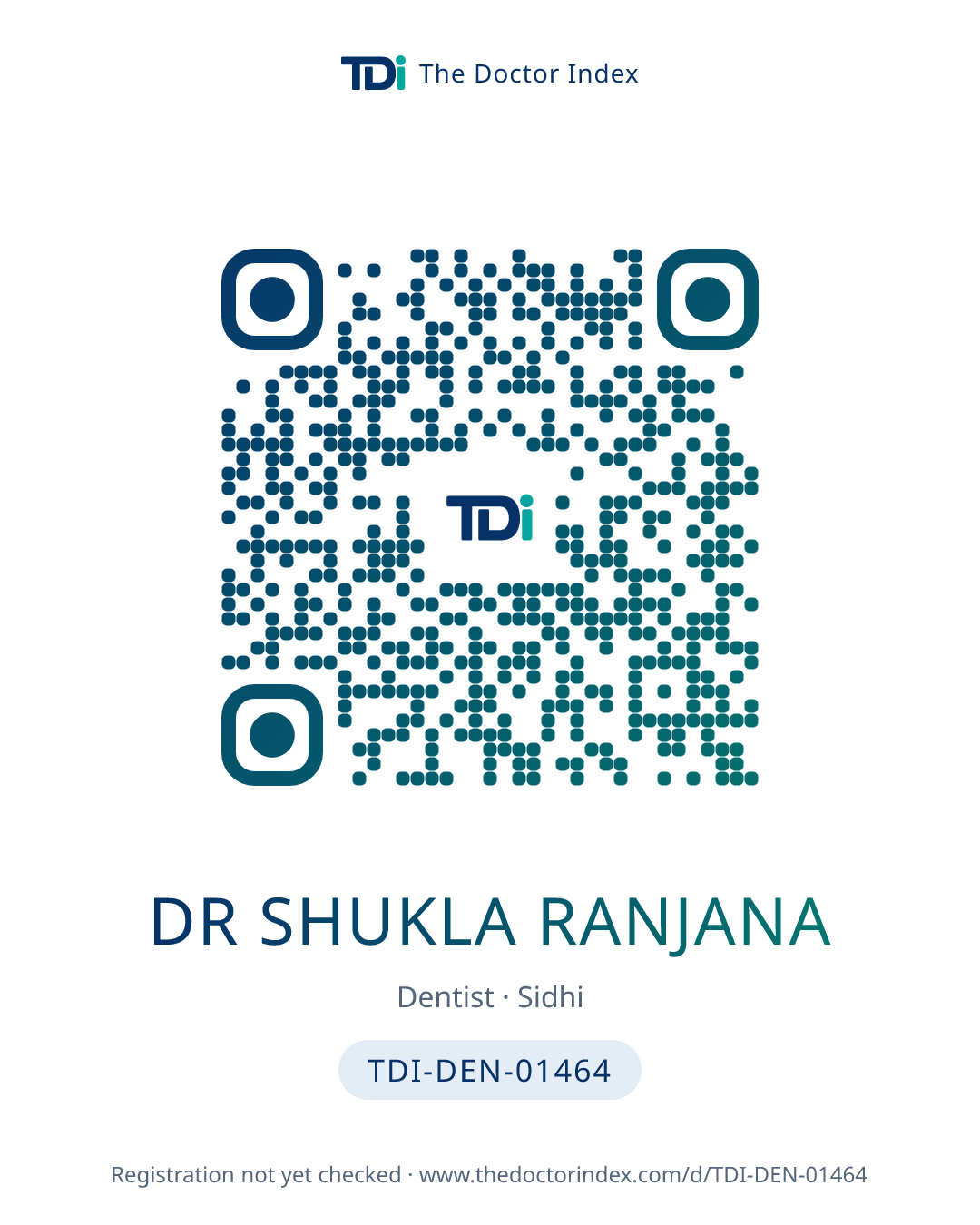 QR card for Dr Shukla Ranjana, TDI-DEN-01464