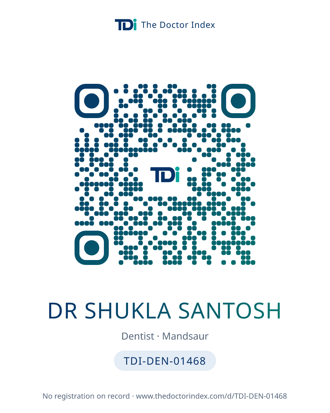 QR card for Dr Shukla Santosh, TDI-DEN-01468