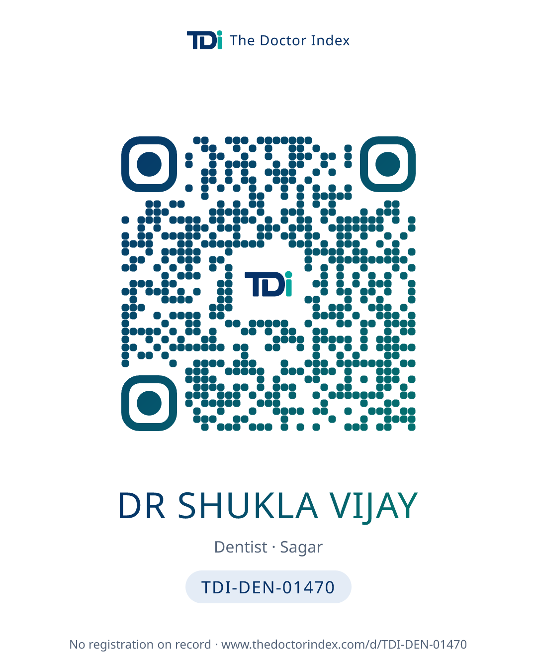 QR card for Dr Shukla Vijay, TDI-DEN-01470
