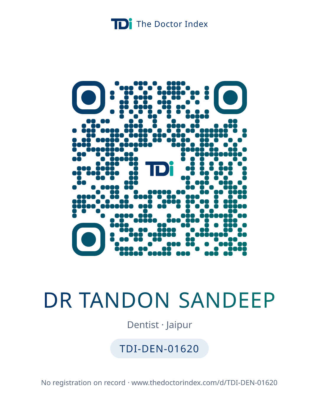 QR card for Dr Tandon Sandeep, TDI-DEN-01620