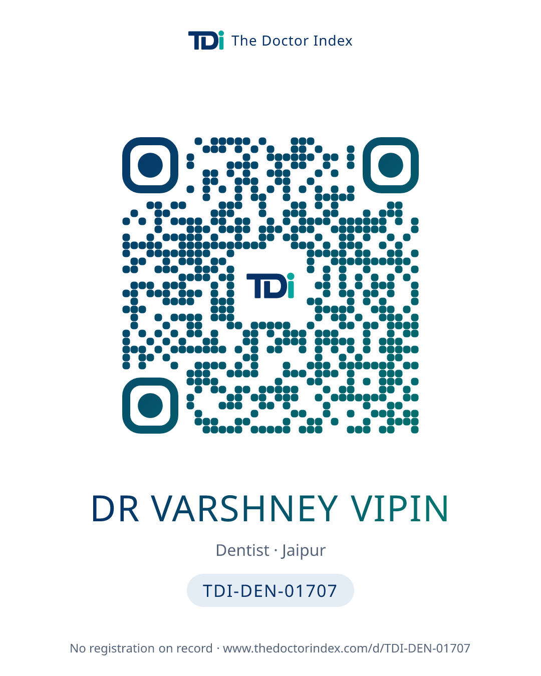 QR card for Dr Varshney Vipin, TDI-DEN-01707