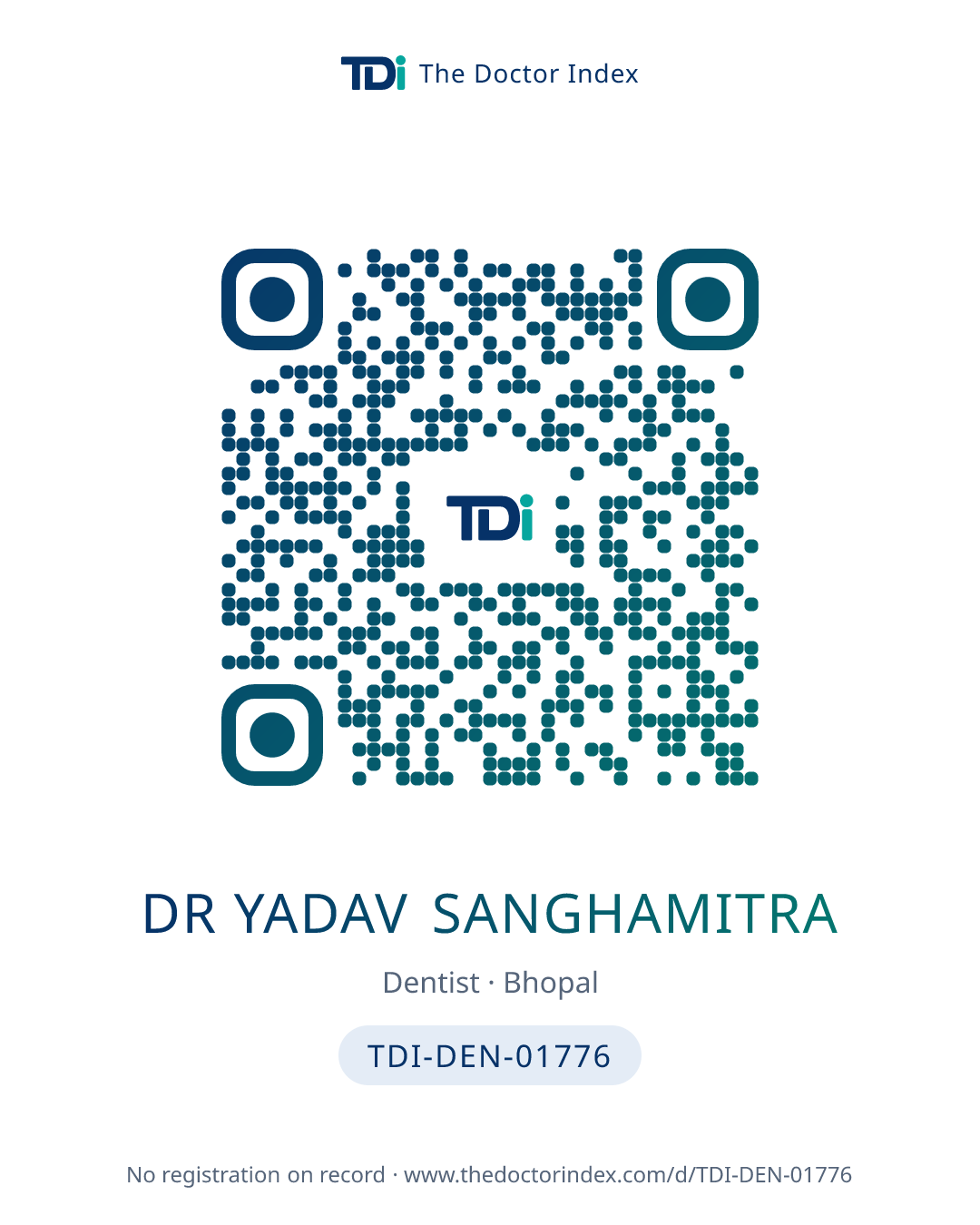 QR card for Dr Yadav Sanghamitra, TDI-DEN-01776