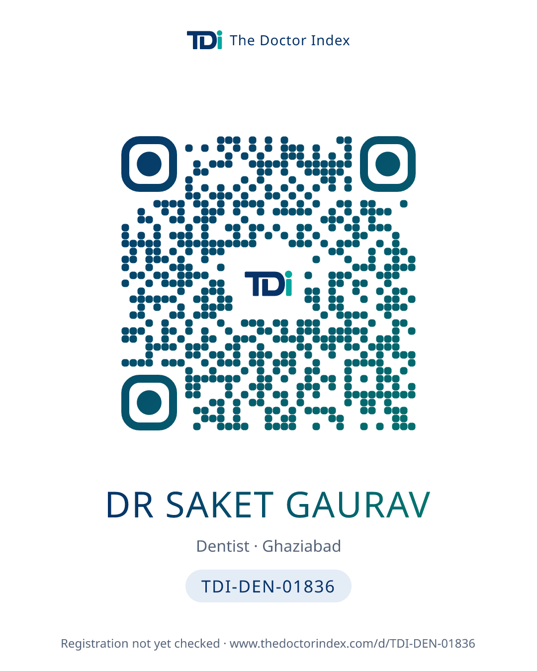 QR card for Dr Saket Gaurav, TDI-DEN-01836