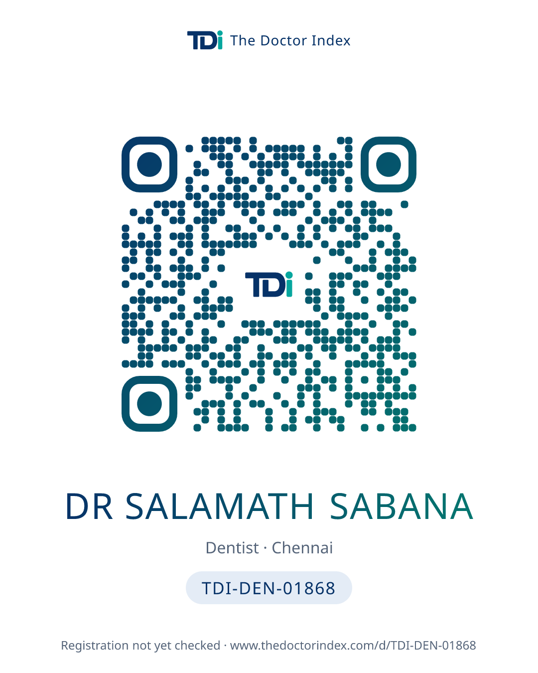 QR card for Dr salamath Sabana, TDI-DEN-01868