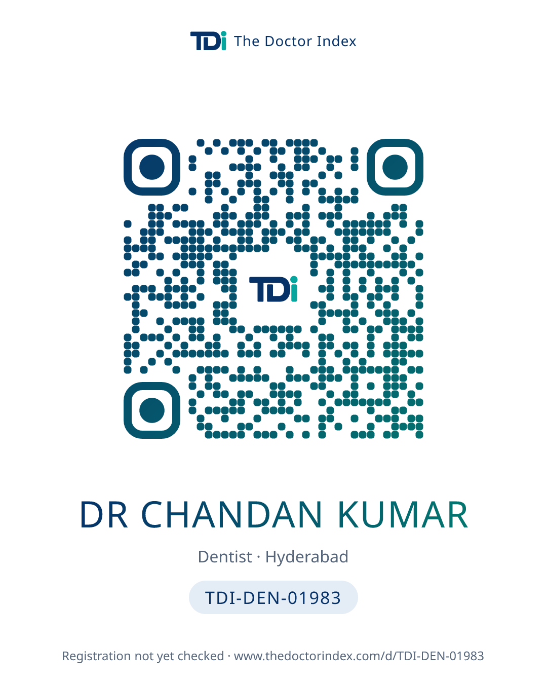 QR card for Dr Chandan Kumar, TDI-DEN-01983