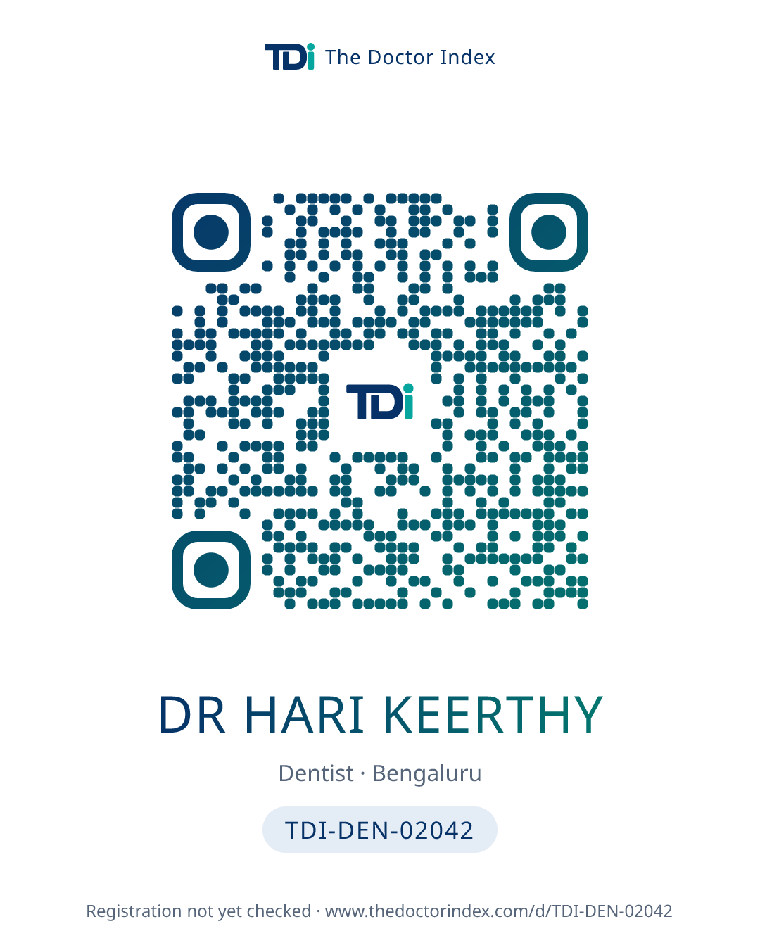QR card for Dr Hari Keerthy, TDI-DEN-02042