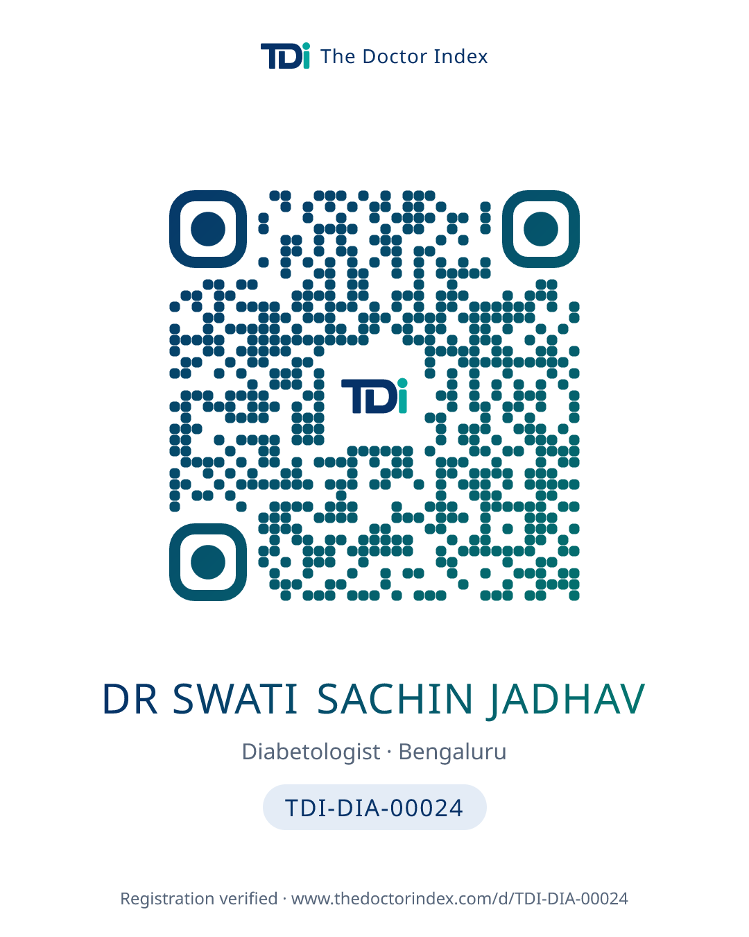 QR card for Dr Swati Sachin Jadhav, TDI-DIA-00024