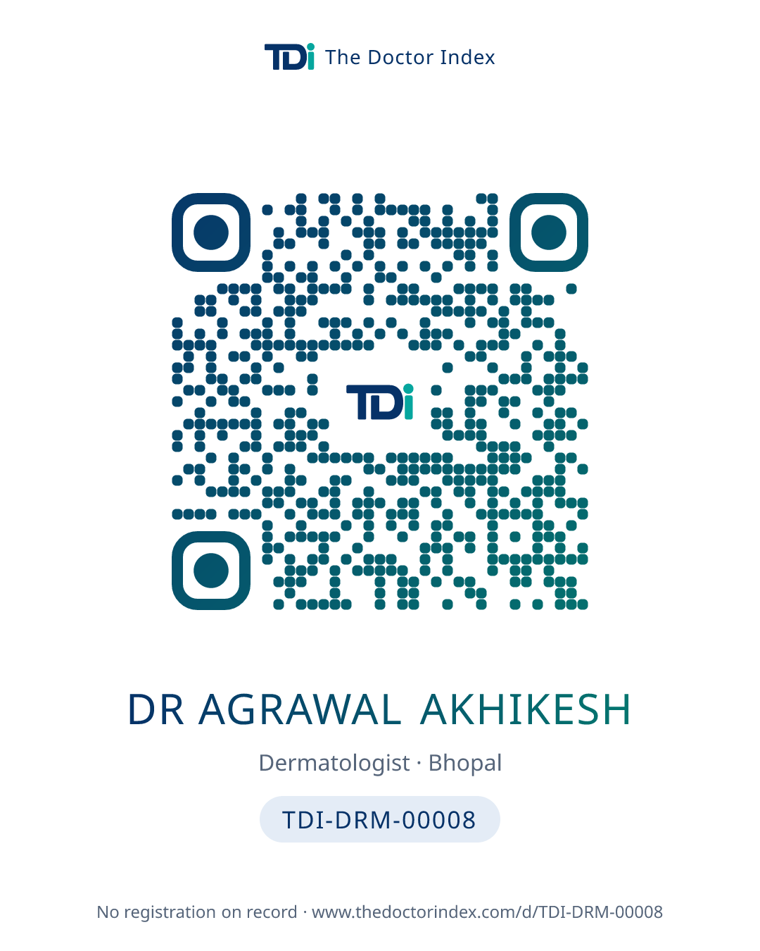 QR card for Dr Agrawal Akhikesh, TDI-DRM-00008