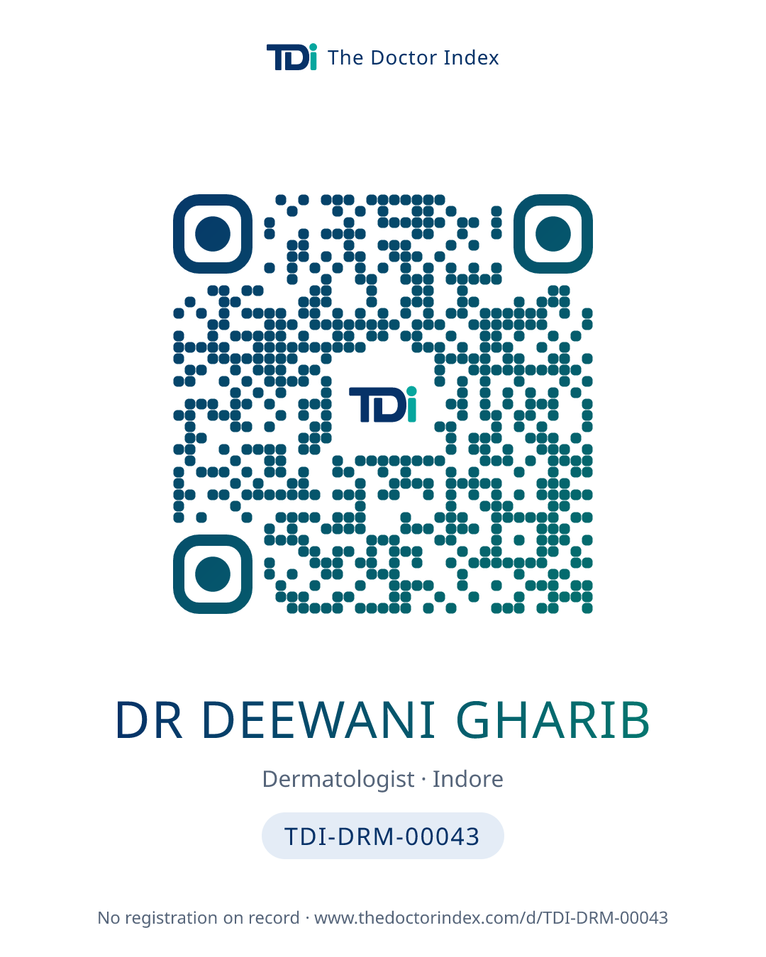 QR card for Dr Deewani Gharib, TDI-DRM-00043