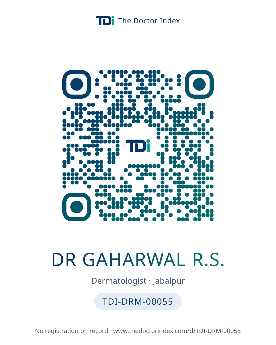 QR card for Dr Gaharwal R.S., TDI-DRM-00055