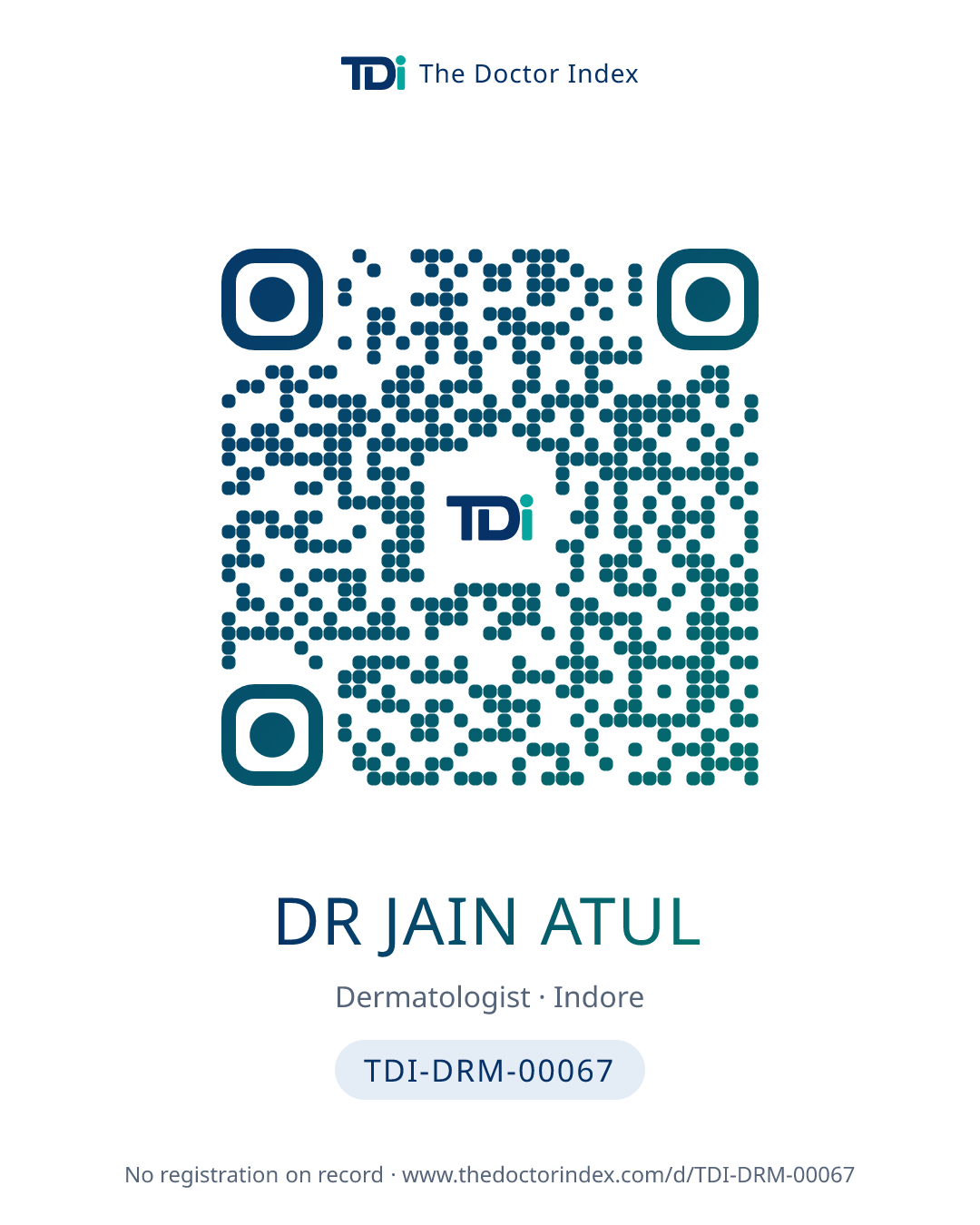 QR card for Dr Jain Atul, TDI-DRM-00067