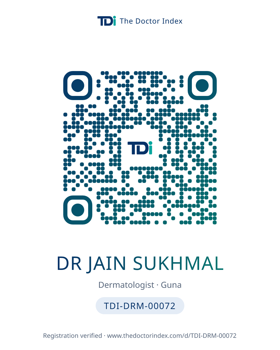 QR card for Dr Jain Sukhmal, TDI-DRM-00072